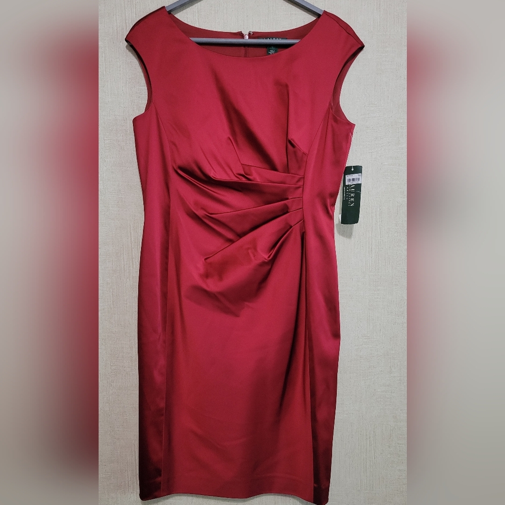 Lauren Ralph Lauren ruched Maroon dress size 12